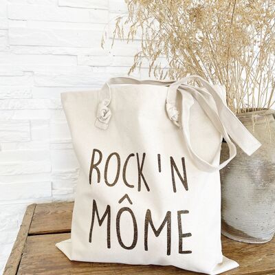"Rockn mome" ecru knotted tote bag