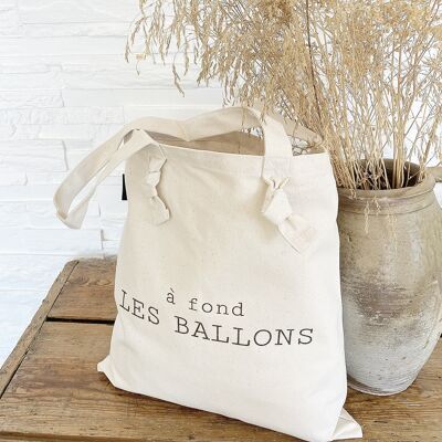 Tote-Bag à noeuds écru " A fond les ballons"