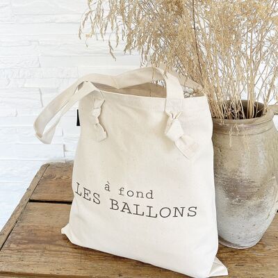 Tote-Bag with ecru knots "A fond les ballons"