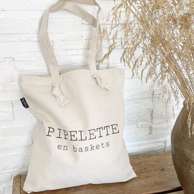 Tote-Bag à noeuds écru " Pipelette en Baskets"