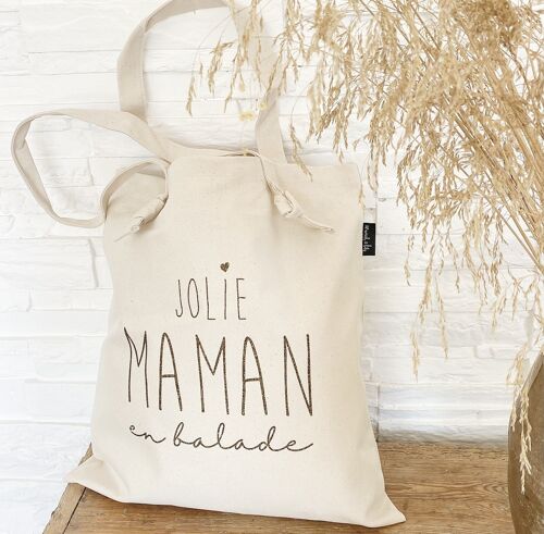Tote-Bag à nœuds écru " Jolie Maman" -  Fête des mères