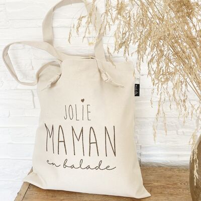 Tote-Bag with ecru bows "Jolie Maman" - Mother's Day