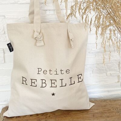 "Little Rebel" ecru knotted tote-bag