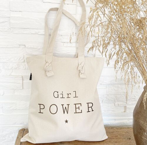 Tote-Bag à noeuds écru " Girl Power"