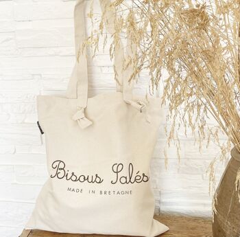 Tote-Bag à noeuds écru " Bisous Salés made in Bretagne"