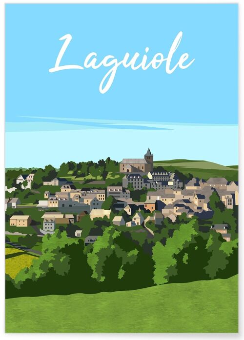 Affiche illustration de la ville de "Laguiole"