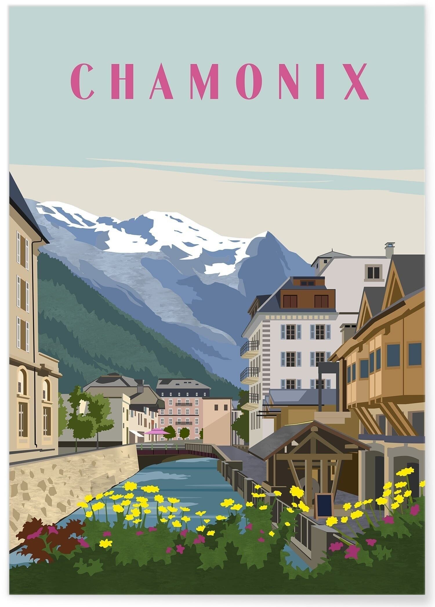 Poster illustrazione della città di Chamonix - 2