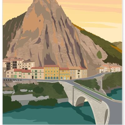 Affiche illustration de la ville de Sisteron