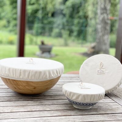 Trio of washable and waterproof dish covers - Ø21cm - 27cm - 33cm