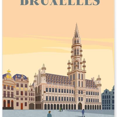 Illustration poster of the city of Brussels