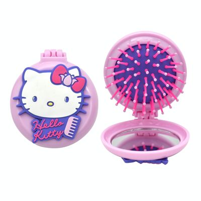 Hello Kitty folding hairbrush and mirror