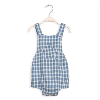 Baby boy's plaid dungarees with star pocket