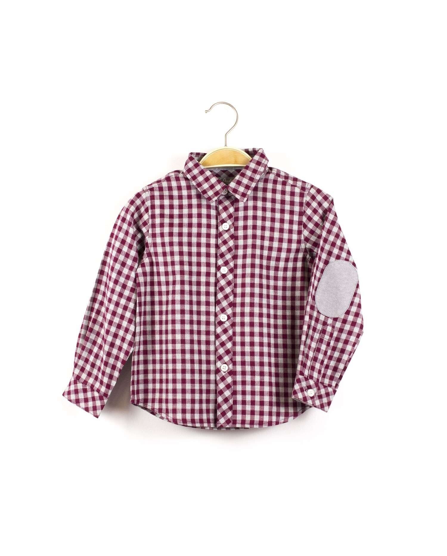 Camisa de niño con cuadro vichy y coderas
