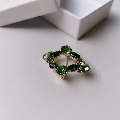 Spilla di diamanti in cristallo Swarovski verde smeraldo