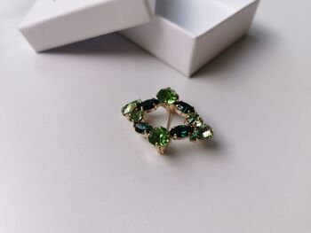 Broche losange en cristal Swarovski vert emeraude 1