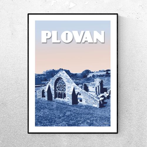 AFFICHE PLOVAN - Les ruines de Languidou - Bleu