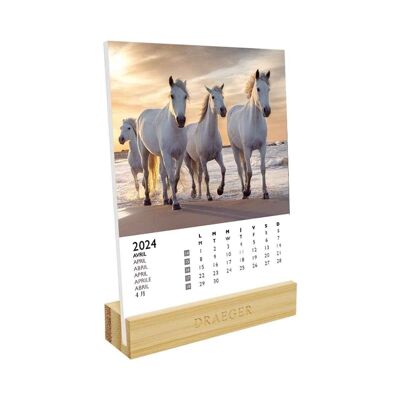 Calendrier sur Socle - Horses - Janvier 2024 à Decembre 2024