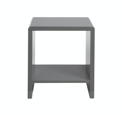 High Gloss Bedside Table with Shelf in Grey