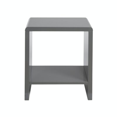 Hochglänzender Nachttisch mit Ablage in Grau