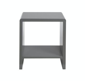 Table de chevet haute brillance avec étagère en gris 1