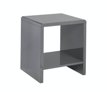 Table de chevet haute brillance avec étagère en gris 2