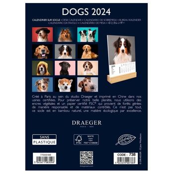 Achat Calendrier sur Socle - Dogs - Janvier 2024 à Decembre 2024 en gros