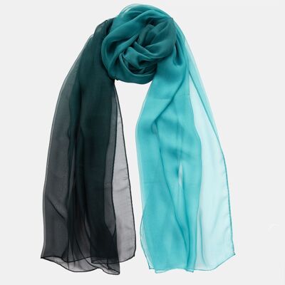 Claudia - Silk Scarf/Shawl - Turquoise Ombré