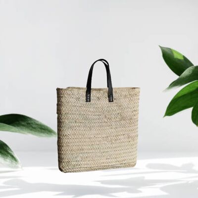 Bolso tote de paja rectangular Coastal Chic