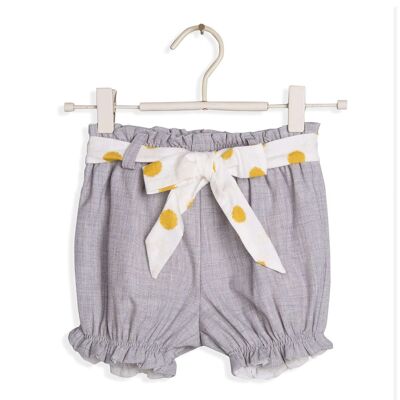 Graue Baby-Shorts für Mädchen mit Schleifengürtel