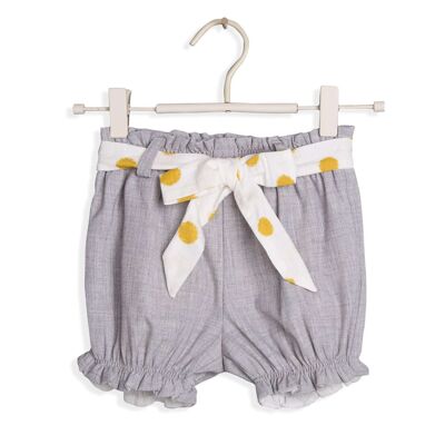 Shorts grigi da bambina con cintura con fiocco 11802071