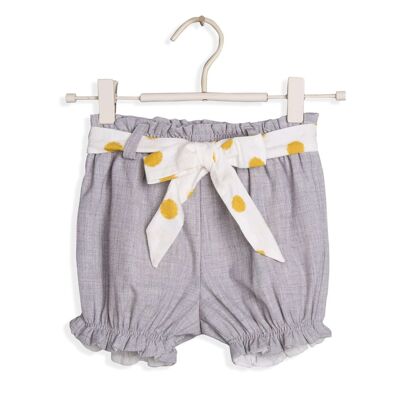 Girl's gray shorts with tie belt