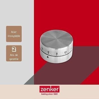 Minuteur de cuisine magnétique 1h en acier Zenker Smart Pastry 2