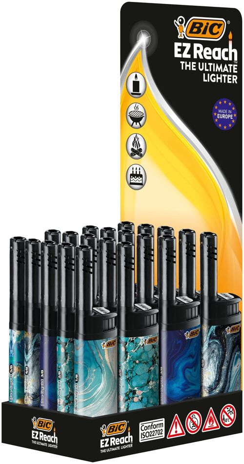 Présentoir de 20 briquets multi-usages BIC EZ Reach tm (coloris bleu)