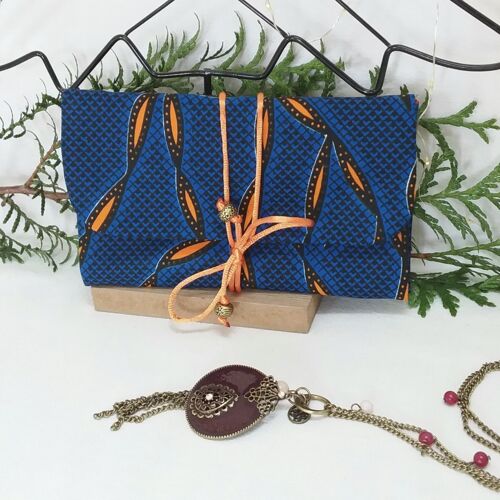 Pochette de rangement à bijoux wax bleu