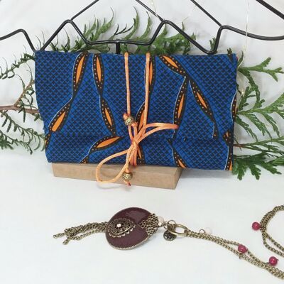 Blue wax jewelry storage pouch