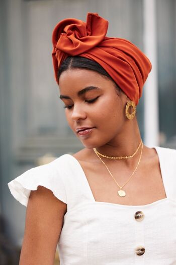 TURBAN - Africaine Orange Brulé 4