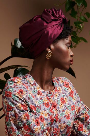 TURBAN - Africaine JACKIE - Pourpre 2