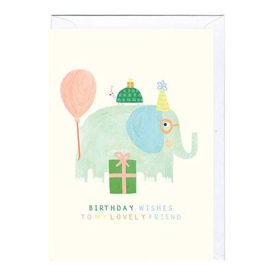 Tarjeta DESEOS DE CUMPLEAÑOS ELEFANTE