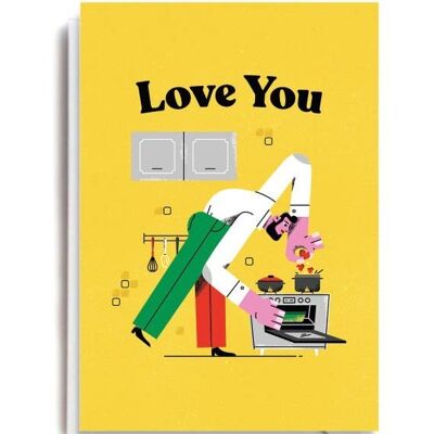 Te amo tarjeta de cocinero
