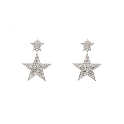 Boucles d'oreilles pendantes en argent sterling Dainty Sparkle Star
