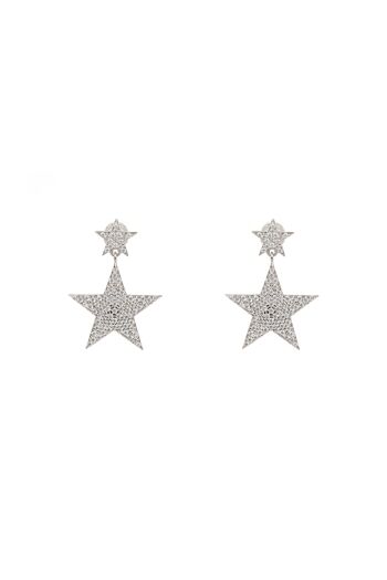 Boucles d'oreilles pendantes en argent sterling Dainty Sparkle Star 1