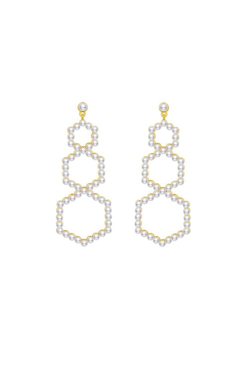 Gold Plated Silver Pearl Pavé Set Oversized Earrings