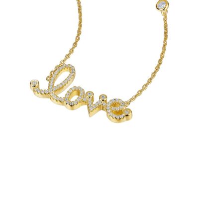 Collar Ajustable Signo Amor De Plata Chapado En Oro