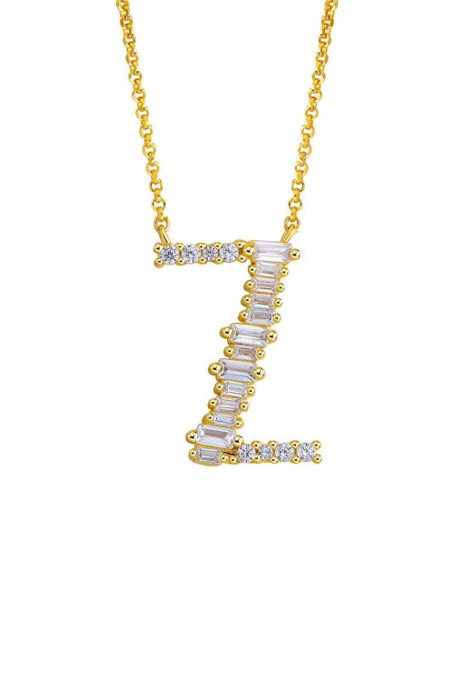 Gold Plated Sterling Silver Initial Necklace - Letter Z