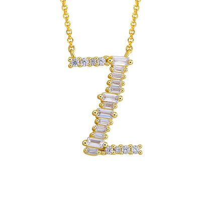 Gold Plated Sterling Silver Initial Necklace - Letter Z