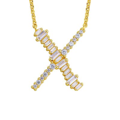 Gold Plated Sterling Silver Initial Necklace - Letter X