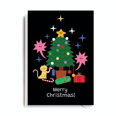 Greeting Card - LP102 MERRY CHRISTMAS CAT TREE