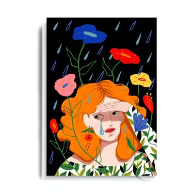 Greeting Card - MAX107 RAIN FLOWER GIRL