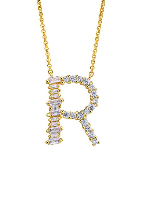 Gold Plated Sterling Silver Initial Necklace - Letter R