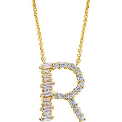 Gold Plated Sterling Silver Initial Necklace - Letter R